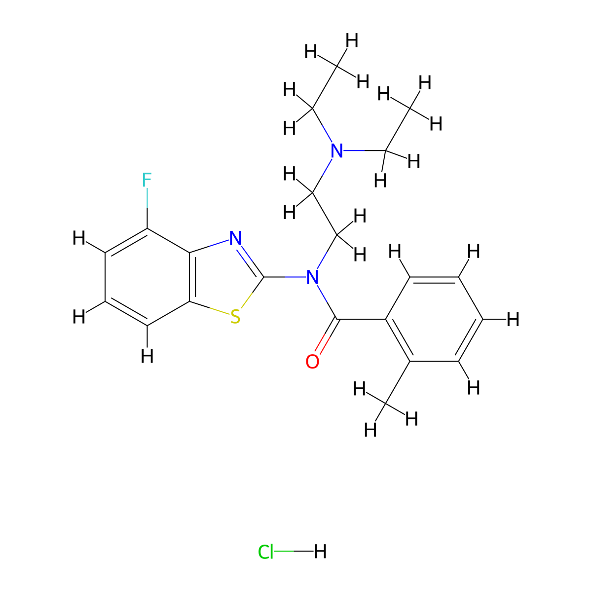 N-(2-(diethylamino)ethyl)-N-(4-fluorobenzo[d]thiazol-2-yl)-2-methylbenzamide hydrochloride molecular structure, CAS 1216846-57-9