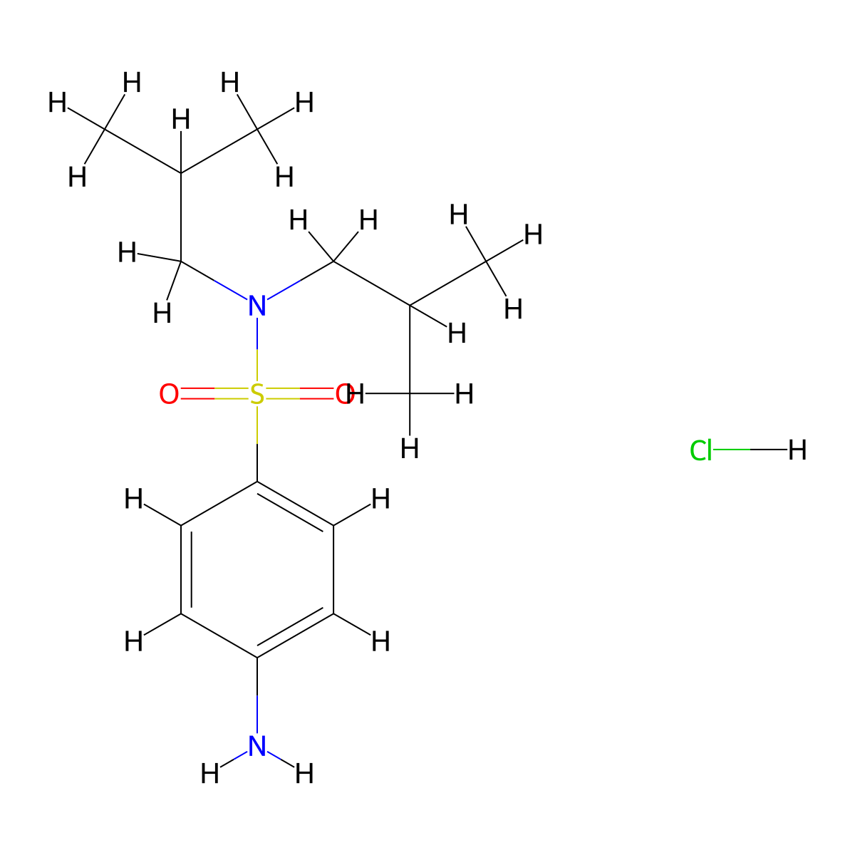 4-amino-N,N-diisobutylbenzenesulfonamide hydrochloride molecular structure, CAS 1216846-69-3