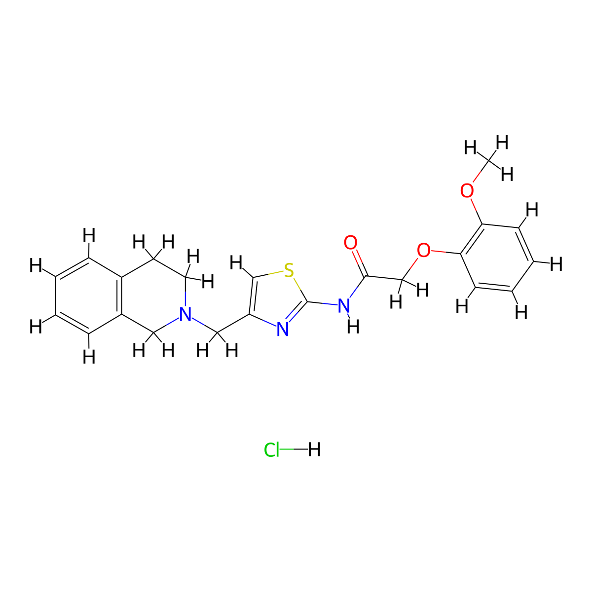 N-(4-((3,4-dihydroisoquinolin-2(1H)-yl)methyl)thiazol-2-yl)-2-(2-methoxyphenoxy)acetamide hydrochloride molecular structure, CAS 1216848-35-9