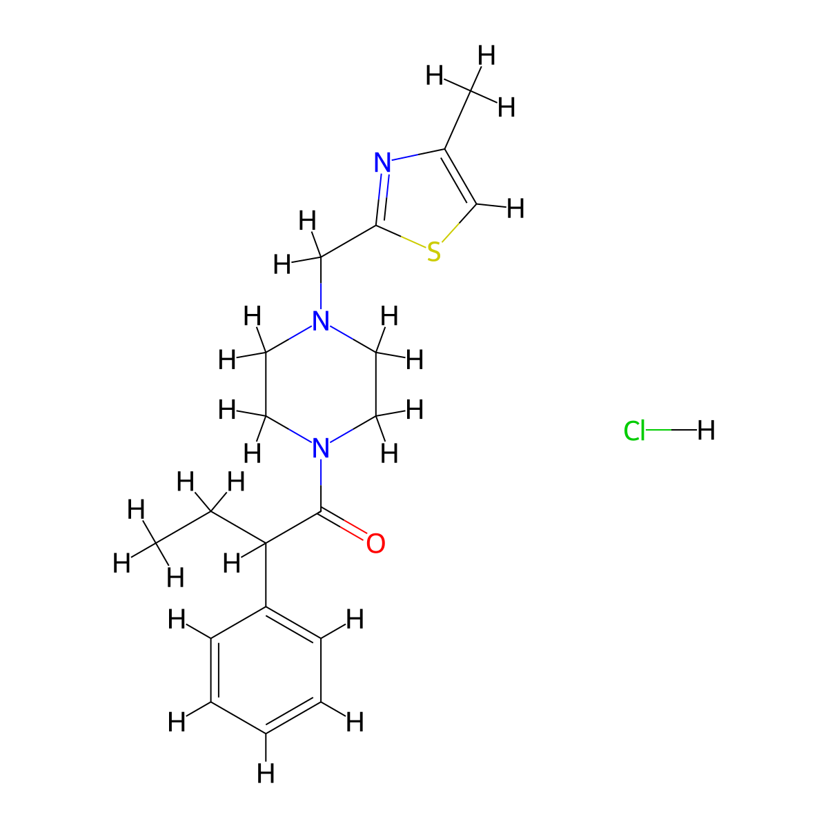 1-(4-((4-Methylthiazol-2-yl)methyl)piperazin-1-yl)-2-phenylbutan-1-one hydrochloride molecular structure, CAS 1216848-78-0