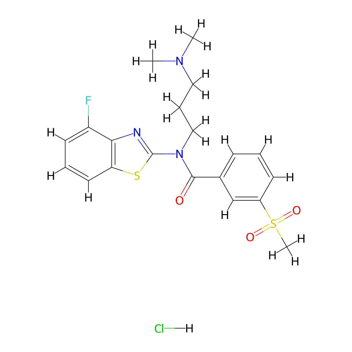 N-(3-(dimethylamino)propyl)-N-(4-fluorobenzo[d]thiazol-2-yl)-3-(methylsulfonyl)benzamide hydrochloride molecular structure, CAS 1216849-38-5