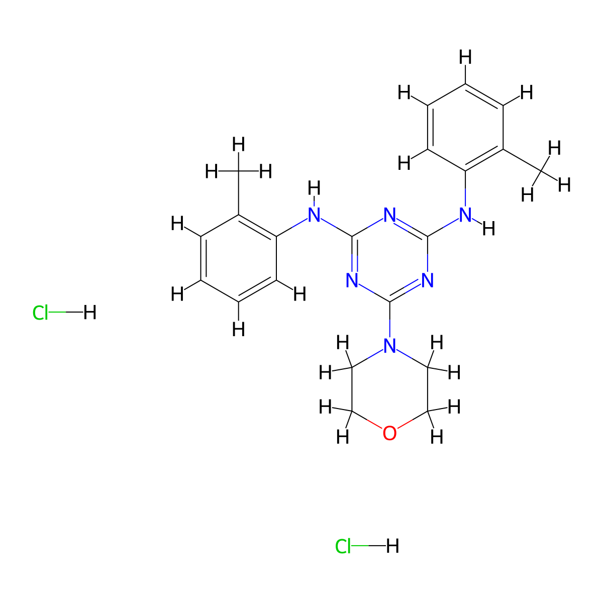 6-morpholino-N2,N4-di-o-tolyl-1,3,5-triazine-2,4-diamine dihydrochloride molecular structure, CAS 1216850-41-7