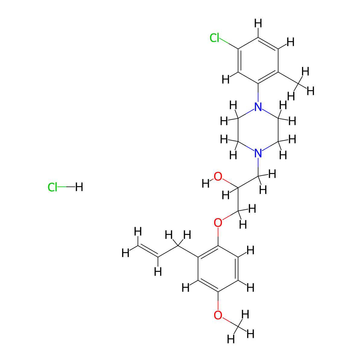 1-(2-Allyl-4-methoxyphenoxy)-3-(4-(5-chloro-2-methylphenyl)piperazin-1-yl)propan-2-ol hydrochloride molecular structure, CAS 1216850-96-2