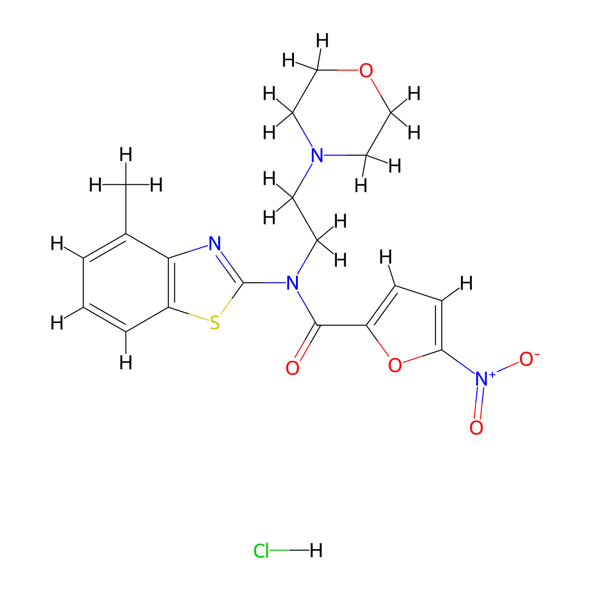 N-(4-methylbenzo[d]thiazol-2-yl)-N-(2-morpholinoethyl)-5-nitrofuran-2-carboxamide hydrochloride molecular structure, CAS 1216853-37-0