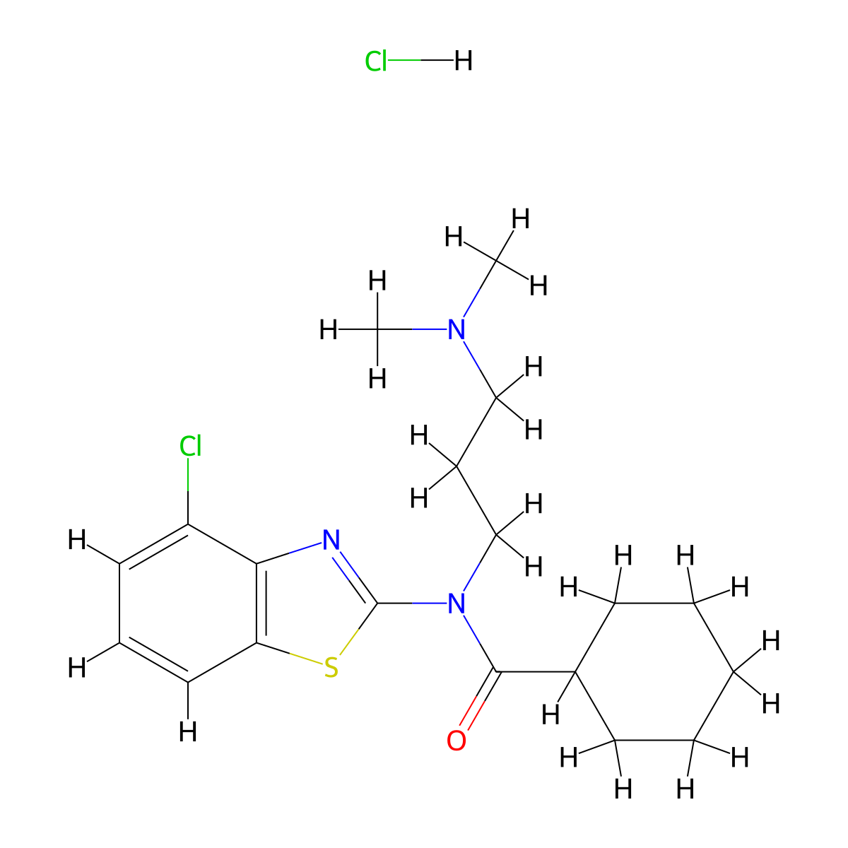 N-(4-chlorobenzo[d]thiazol-2-yl)-N-(3-(dimethylamino)propyl)cyclohexanecarboxamide hydrochloride molecular structure, CAS 1216853-85-8