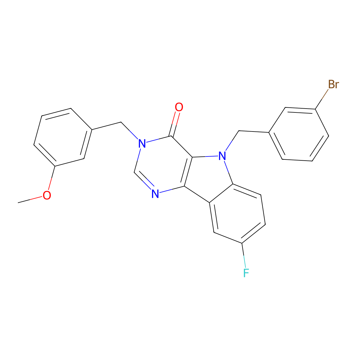 5-(3-bromobenzyl)-8-fluoro-3-(3-methoxybenzyl)-3H-pyrimido[5,4-b]indol-4(5H)-one molecular structure, CAS 1216854-38-4