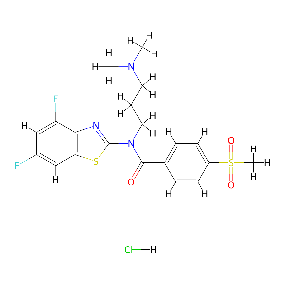 N-(4,6-Difluoro-1,3-benzothiazol-2-YL)-N-[3-(dimethylamino)propyl]-4-methanesulfonylbenzamide hydrochloride molecular structure, CAS 1216856-70-0