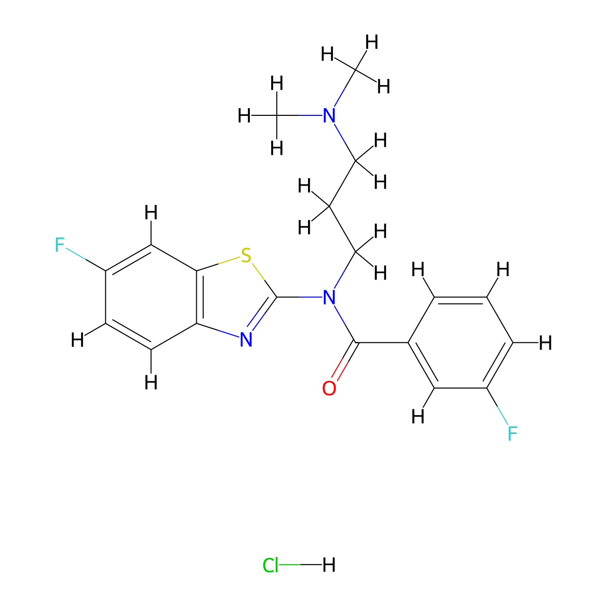 N-(3-(dimethylamino)propyl)-3-fluoro-N-(6-fluorobenzo[d]thiazol-2-yl)benzamide hydrochloride molecular structure, CAS 1216857-80-5