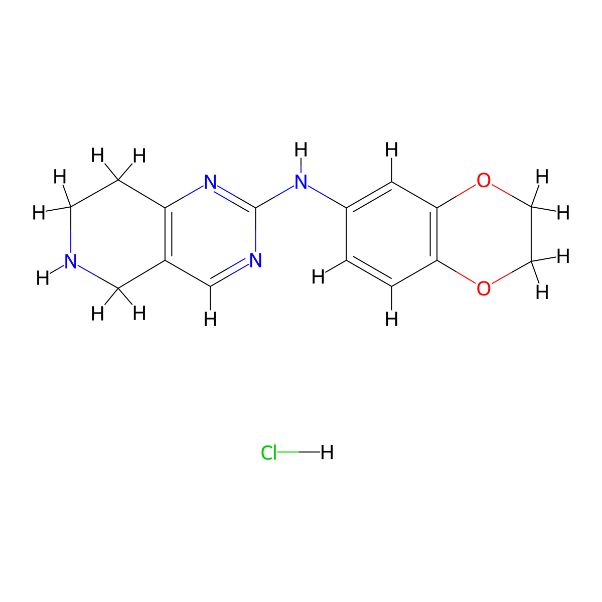 N-(2,3-Dihydro-1,4-benzodioxin-6-yl)-5,6,7,8-tetrahydropyrido[4,3-d]pyrimidin-2-amine;hydrochloride molecular structure, CAS 1216858-24-0
