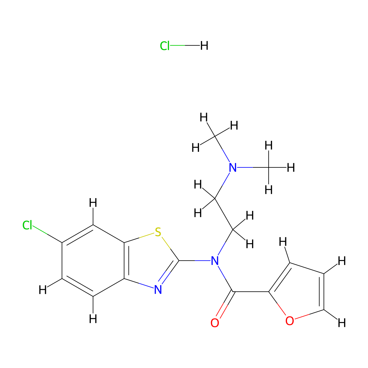 N-(6-chlorobenzo[d]thiazol-2-yl)-N-(2-(dimethylamino)ethyl)furan-2-carboxamide hydrochloride molecular structure, CAS 1216860-44-4