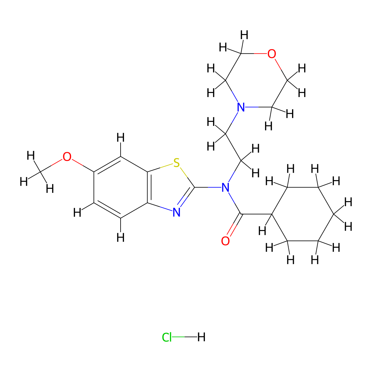 N-(6-methoxybenzo[d]thiazol-2-yl)-N-(2-morpholinoethyl)cyclohexanecarboxamide hydrochloride molecular structure, CAS 1216861-64-1