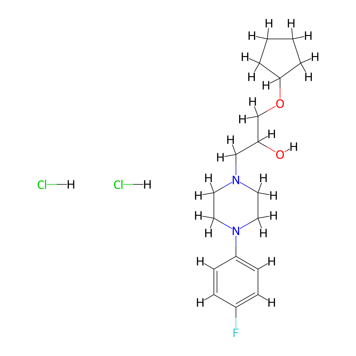 1-(Cyclopentyloxy)-3-[4-(4-fluorophenyl)piperazin-1-YL]propan-2-OL dihydrochloride molecular structure, CAS 1216861-67-4