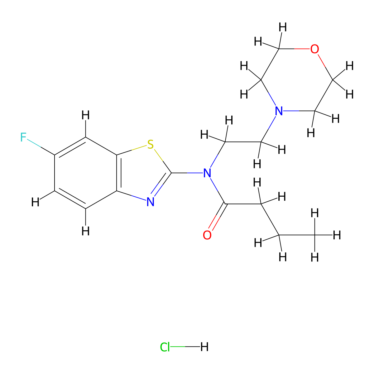 N-(6-fluorobenzo[d]thiazol-2-yl)-N-(2-morpholinoethyl)butyramide hydrochloride molecular structure, CAS 1216862-80-4