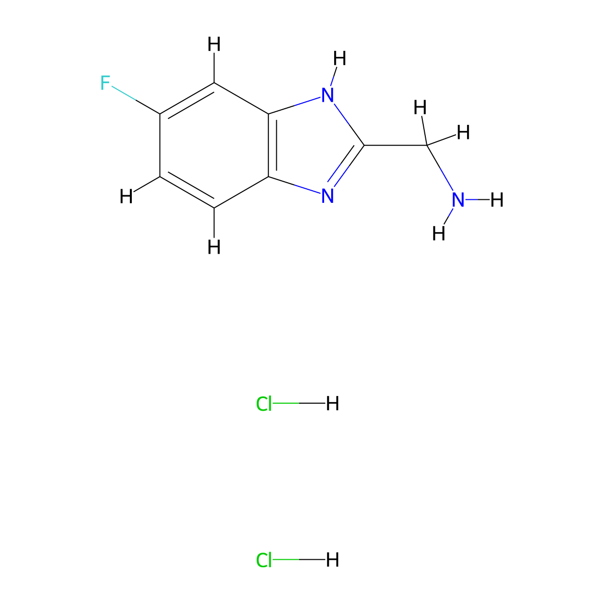 [(5-Fluoro-1H-benzimidazol-2-yl)methyl]amine dihydrochloride molecular structure, CAS 1216862-84-8