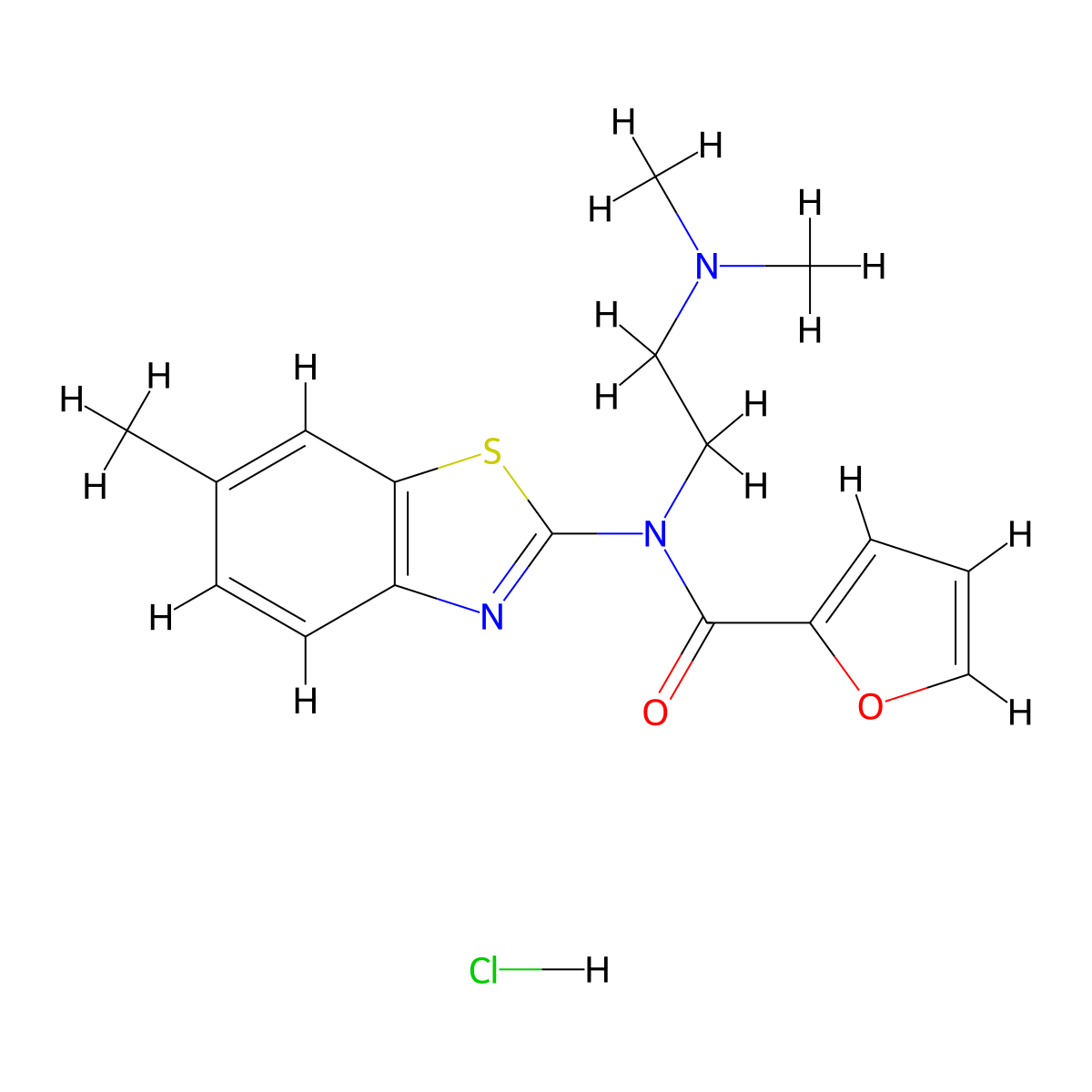N-(2-(dimethylamino)ethyl)-N-(6-methylbenzo[d]thiazol-2-yl)furan-2-carboxamide hydrochloride molecular structure, CAS 1216863-36-3