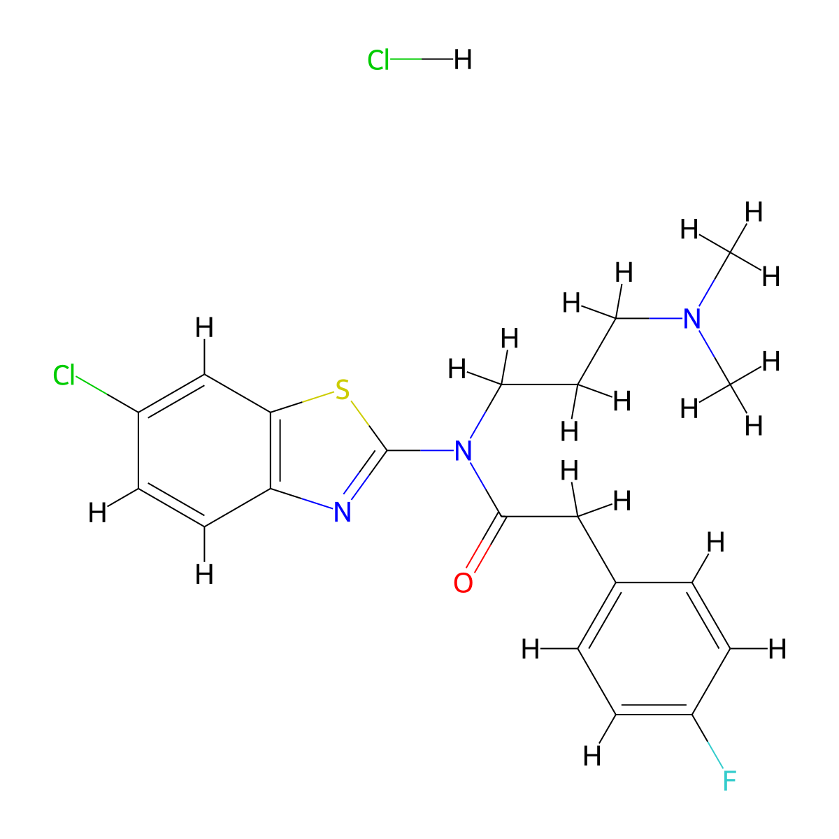 N-(6-chlorobenzo[d]thiazol-2-yl)-N-(3-(dimethylamino)propyl)-2-(4-fluorophenyl)acetamide hydrochloride molecular structure, CAS 1216863-43-2