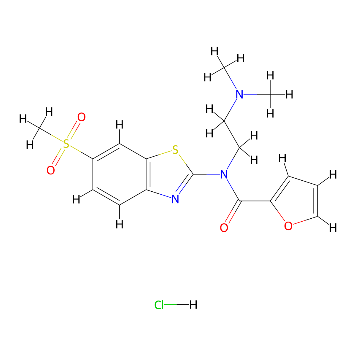 N-(2-(dimethylamino)ethyl)-N-(6-(methylsulfonyl)benzo[d]thiazol-2-yl)furan-2-carboxamide hydrochloride molecular structure, CAS 1216864-60-6