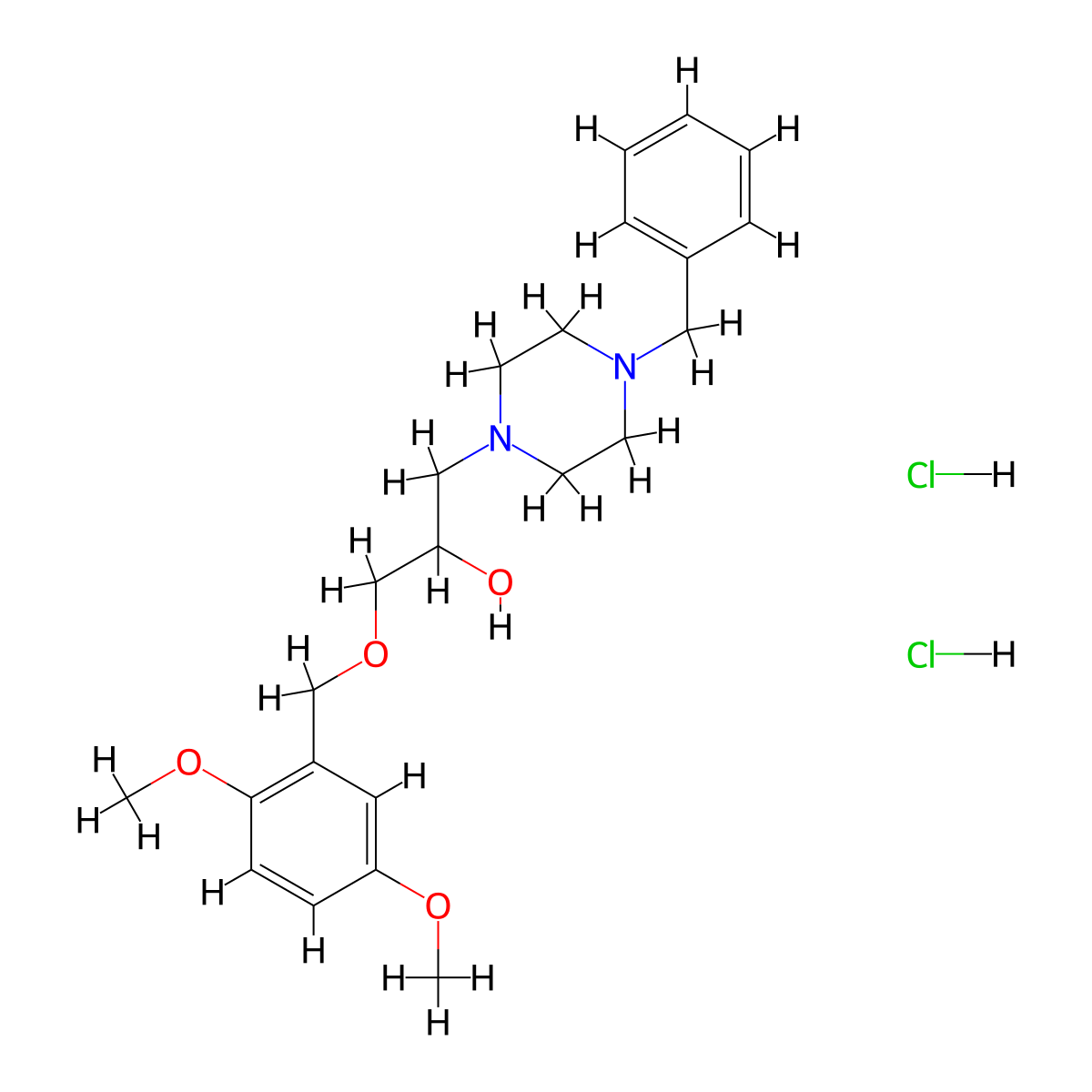 1-(4-Benzylpiperazin-1-yl)-3-((2,5-dimethoxybenzyl)oxy)propan-2-ol dihydrochloride molecular structure, CAS 1216865-32-5