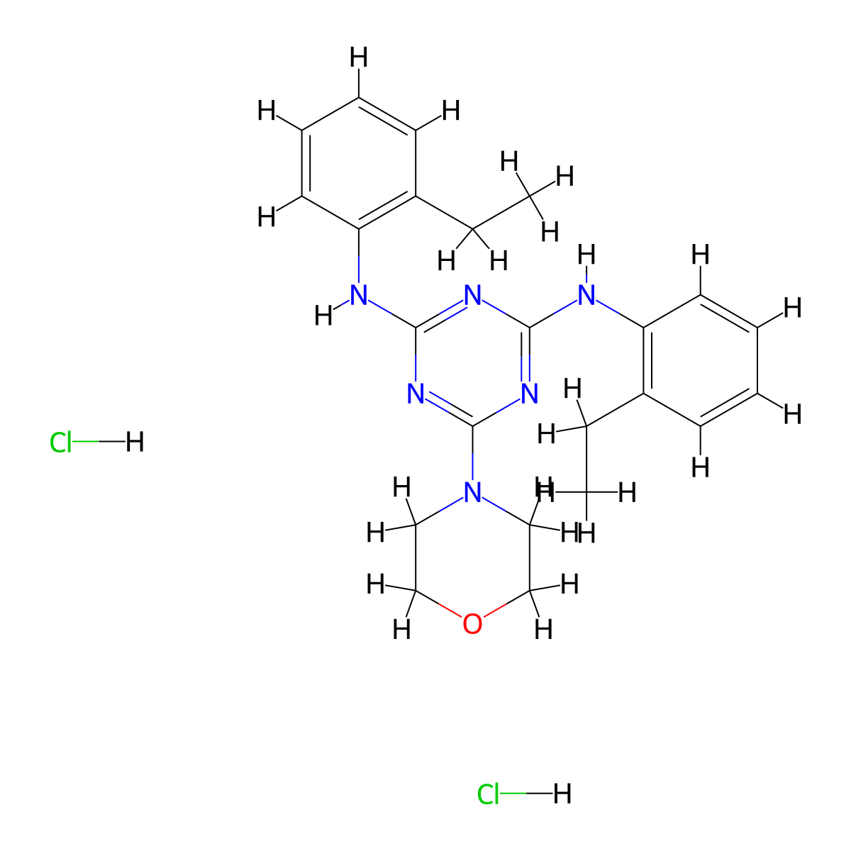 N2,N4-bis(2-ethylphenyl)-6-morpholino-1,3,5-triazine-2,4-diamine dihydrochloride molecular structure, CAS 1216865-89-2