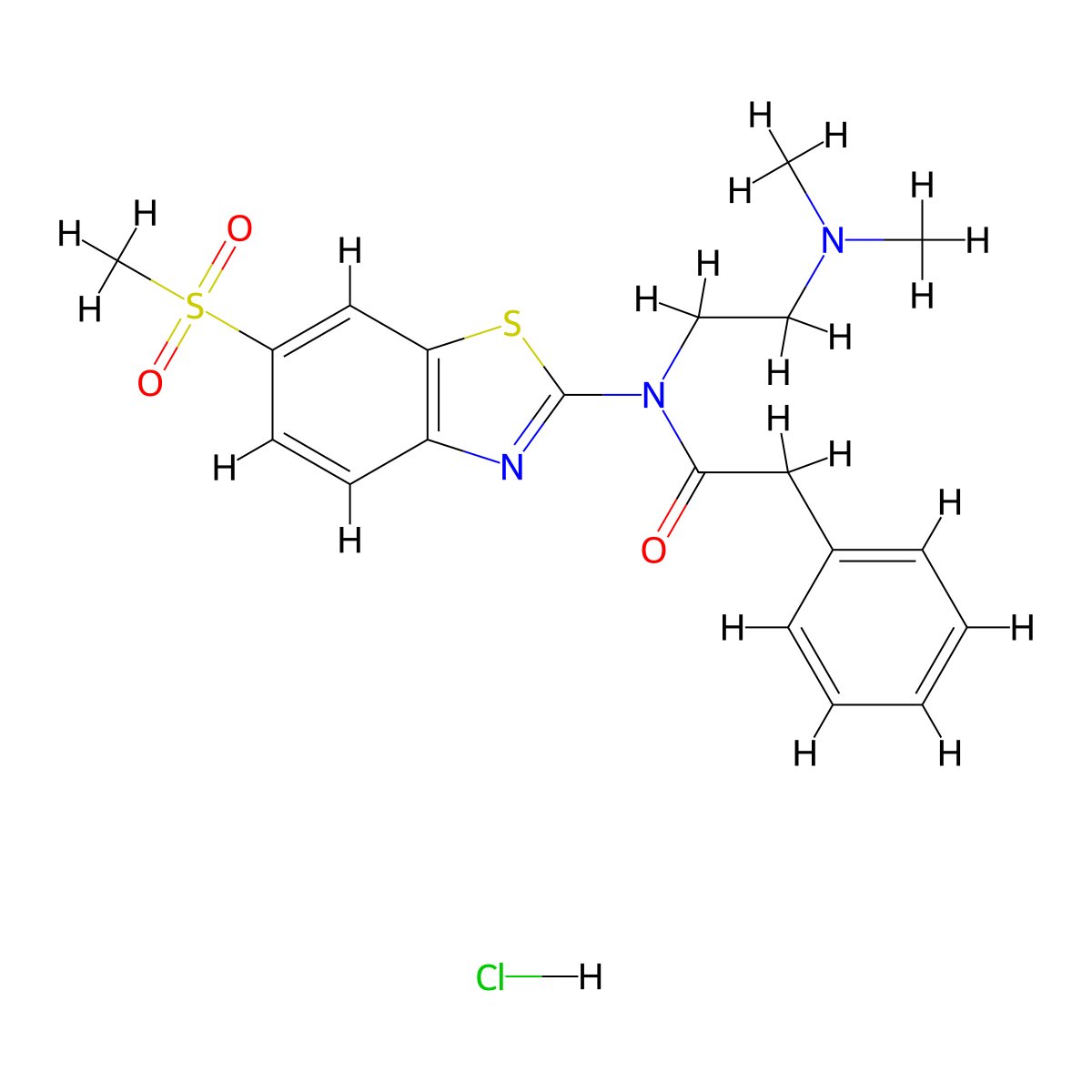 N-(2-(dimethylamino)ethyl)-N-(6-(methylsulfonyl)benzo[d]thiazol-2-yl)-2-phenylacetamide hydrochloride molecular structure, CAS 1216866-15-7