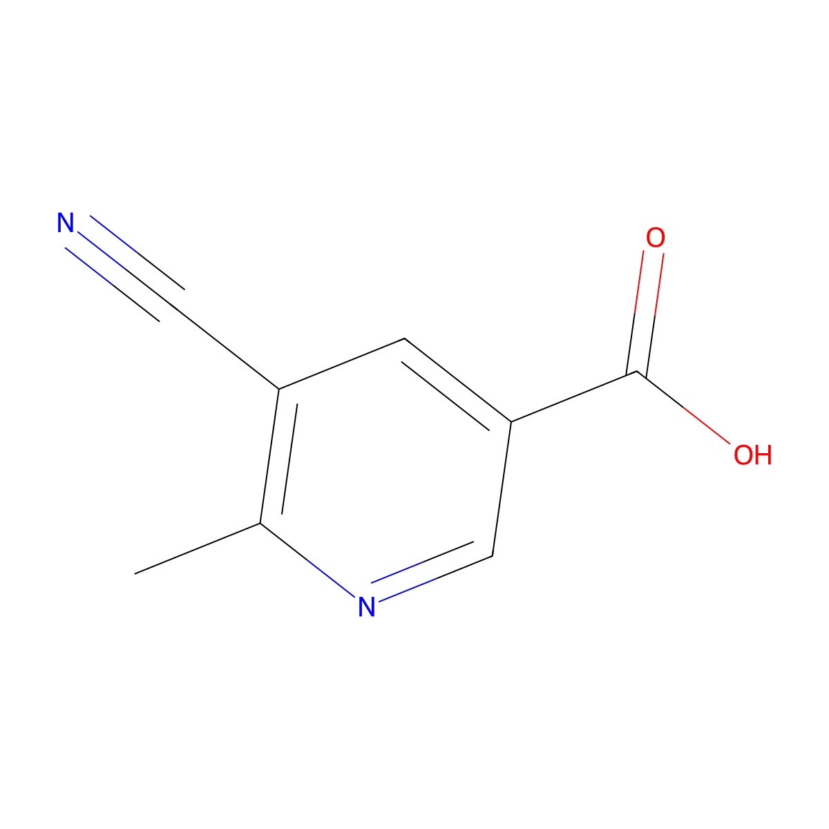 5-Cyano-6-methylpyridine-3-carboxylic acid molecular structure, CAS 1216866-96-4