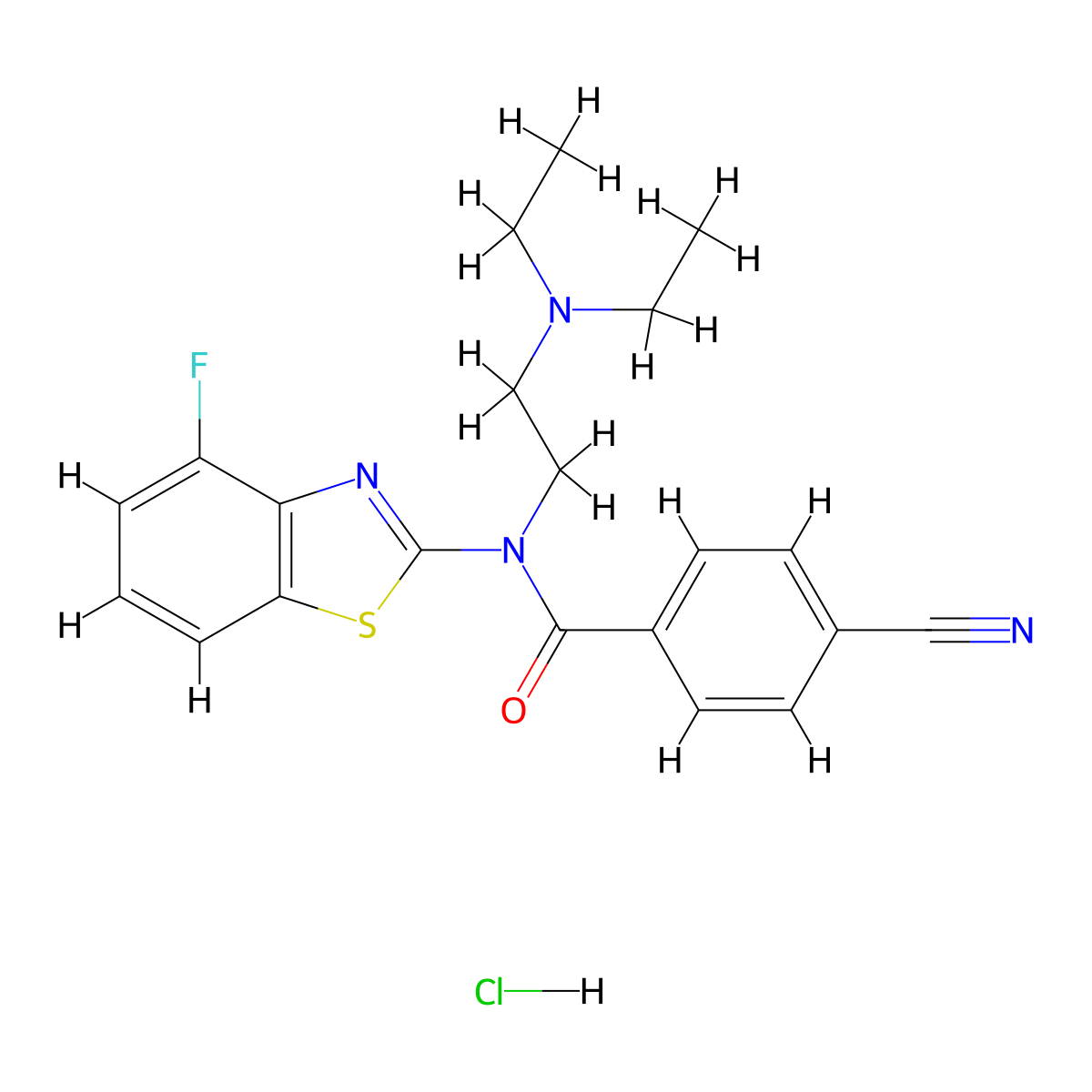 4-cyano-N-(2-(diethylamino)ethyl)-N-(4-fluorobenzo[d]thiazol-2-yl)benzamide hydrochloride molecular structure, CAS 1216869-60-1