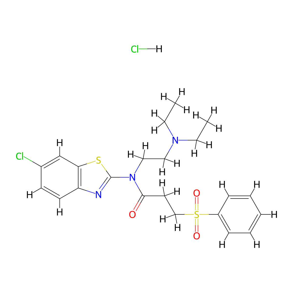 N-(6-chlorobenzo[d]thiazol-2-yl)-N-(2-(diethylamino)ethyl)-3-(phenylsulfonyl)propanamide hydrochloride molecular structure, CAS 1216869-68-9