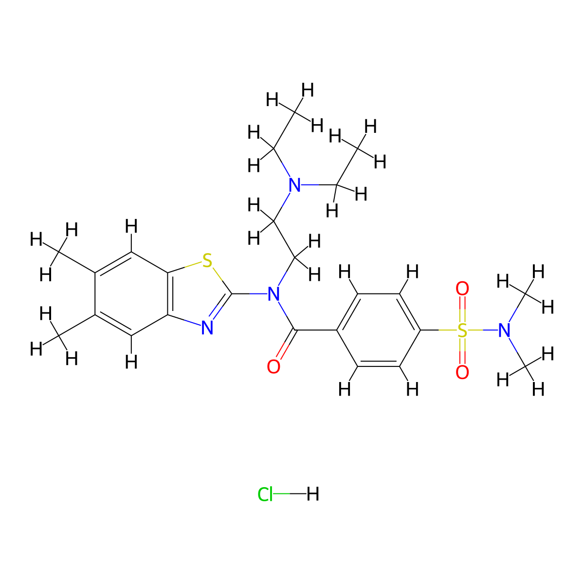 N-(2-(diethylamino)ethyl)-N-(5,6-dimethylbenzo[d]thiazol-2-yl)-4-(N,N-dimethylsulfamoyl)benzamide hydrochloride molecular structure, CAS 1216870-11-9