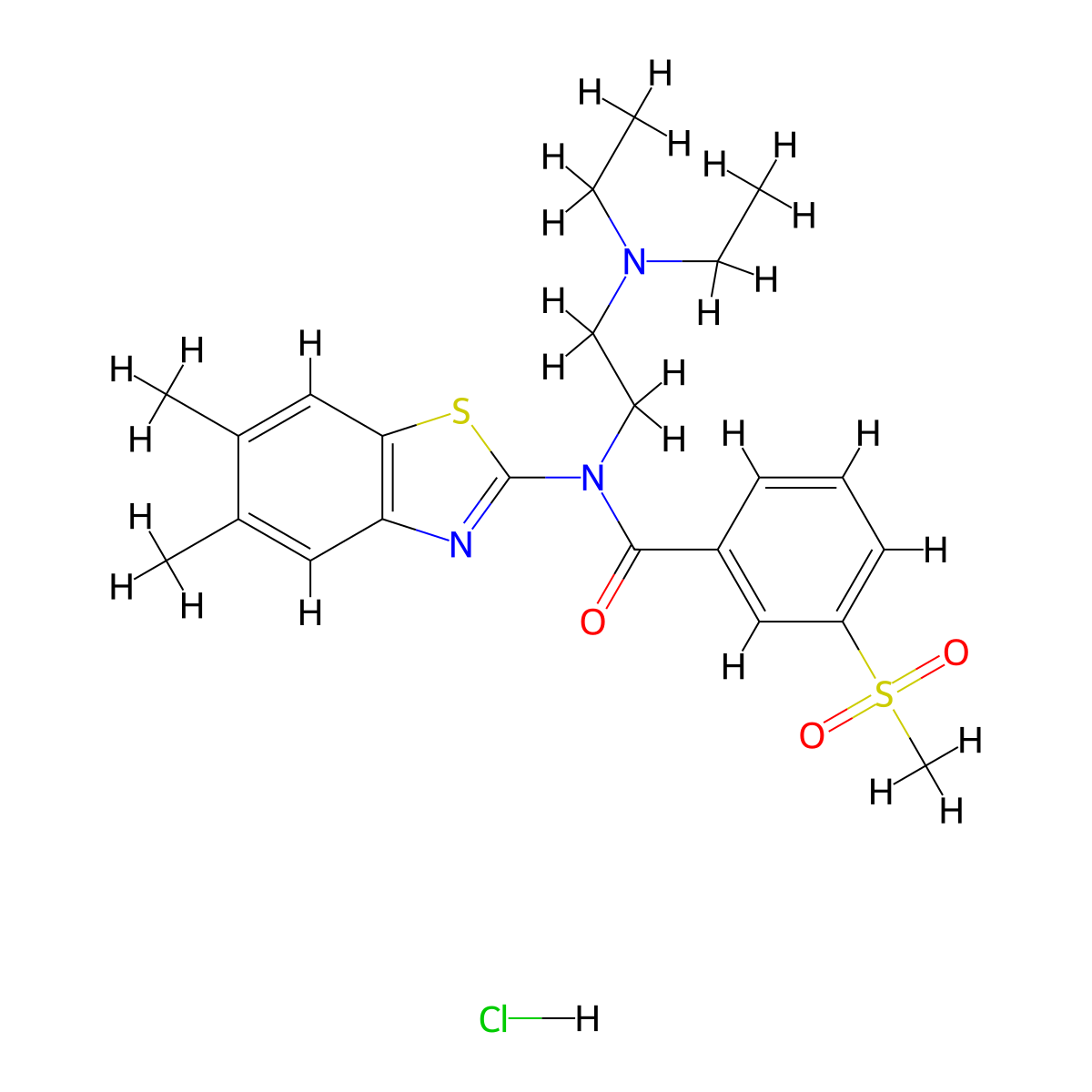 N-(2-(diethylamino)ethyl)-N-(5,6-dimethylbenzo[d]thiazol-2-yl)-3-(methylsulfonyl)benzamide hydrochloride molecular structure, CAS 1216871-91-8