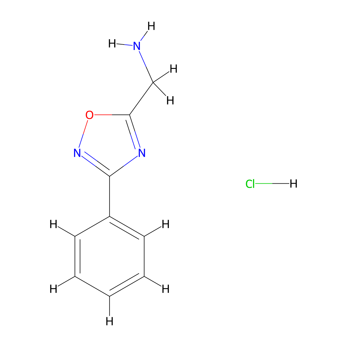 (3-Phenyl-1,2,4-oxadiazol-5-yl)methanamine hydrochloride molecular structure, CAS 1216872-37-5