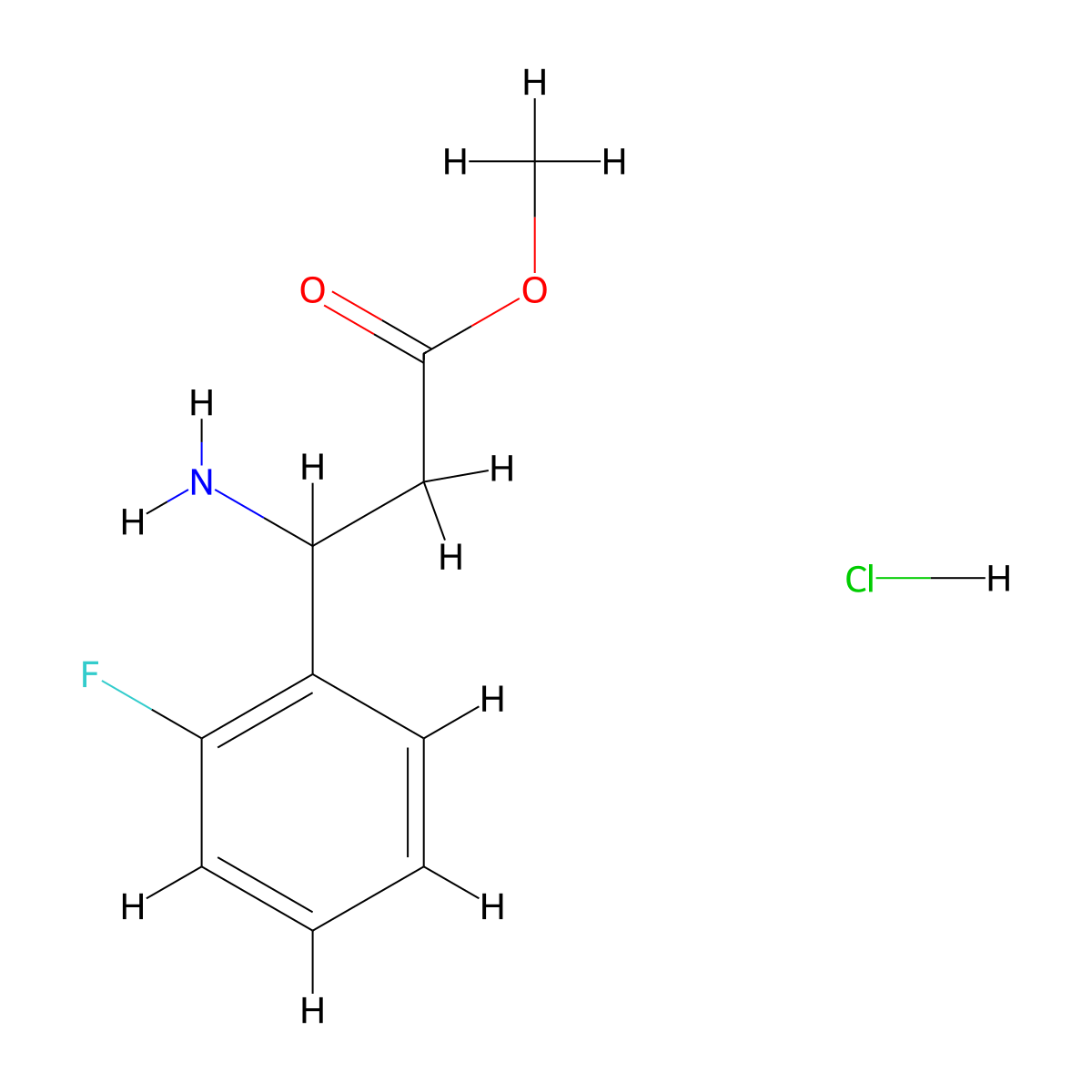 Methyl 3-amino-3-(2-fluorophenyl)propanoate HCl molecular structure, CAS 1216872-65-9