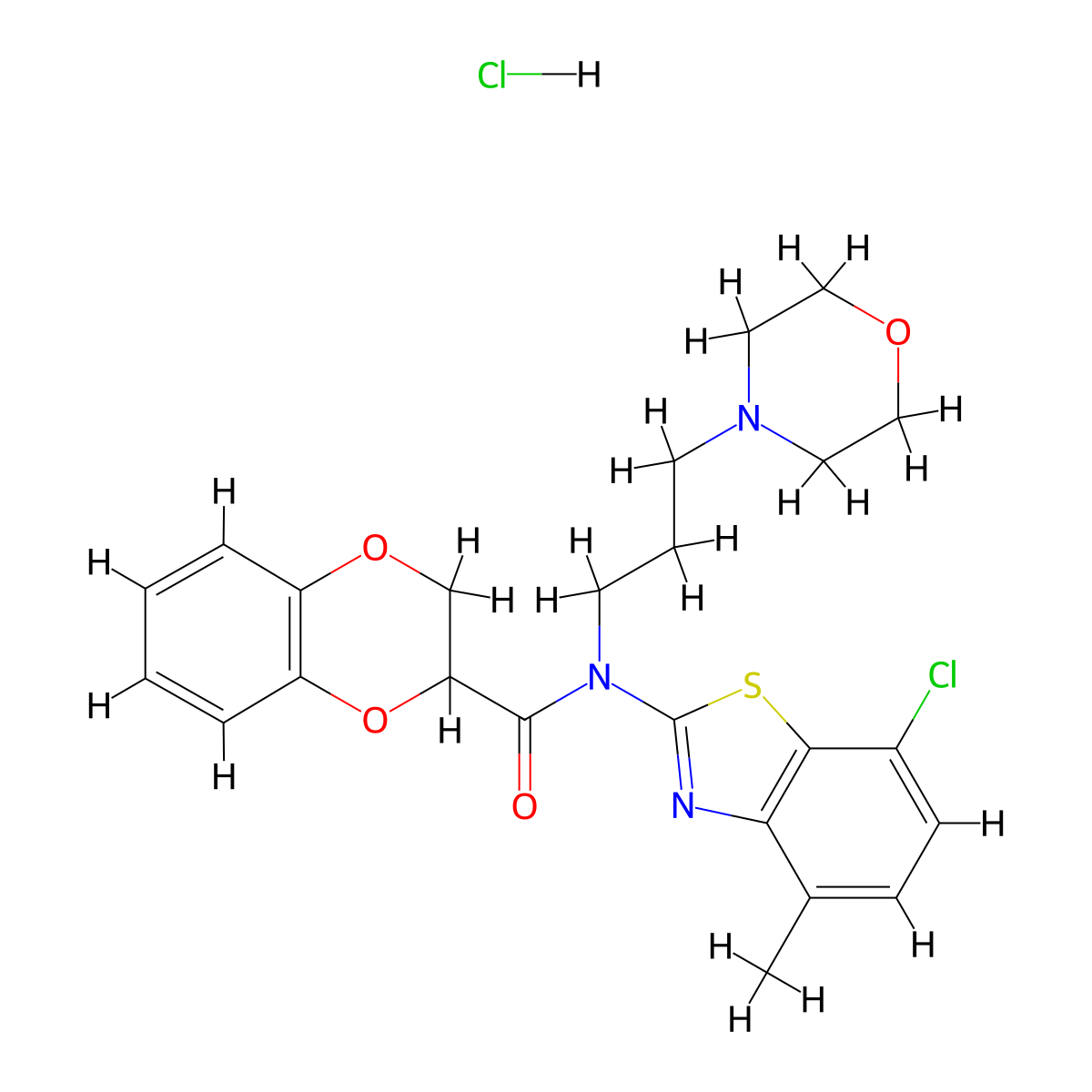 N-(7-chloro-4-methylbenzo[d]thiazol-2-yl)-N-(3-morpholinopropyl)-2,3-dihydrobenzo[b][1,4]dioxine-2-carboxamide hydrochloride molecular structure, CAS 1216874-18-8