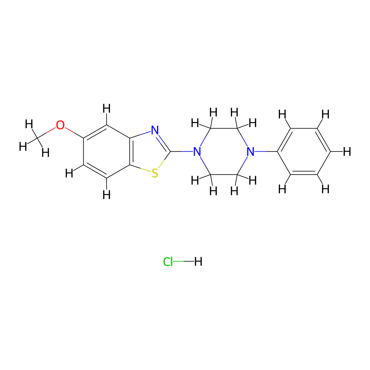 5-Methoxy-2-(4-phenylpiperazin-1-yl)benzo[d]thiazole hydrochloride molecular structure, CAS 1216874-94-0