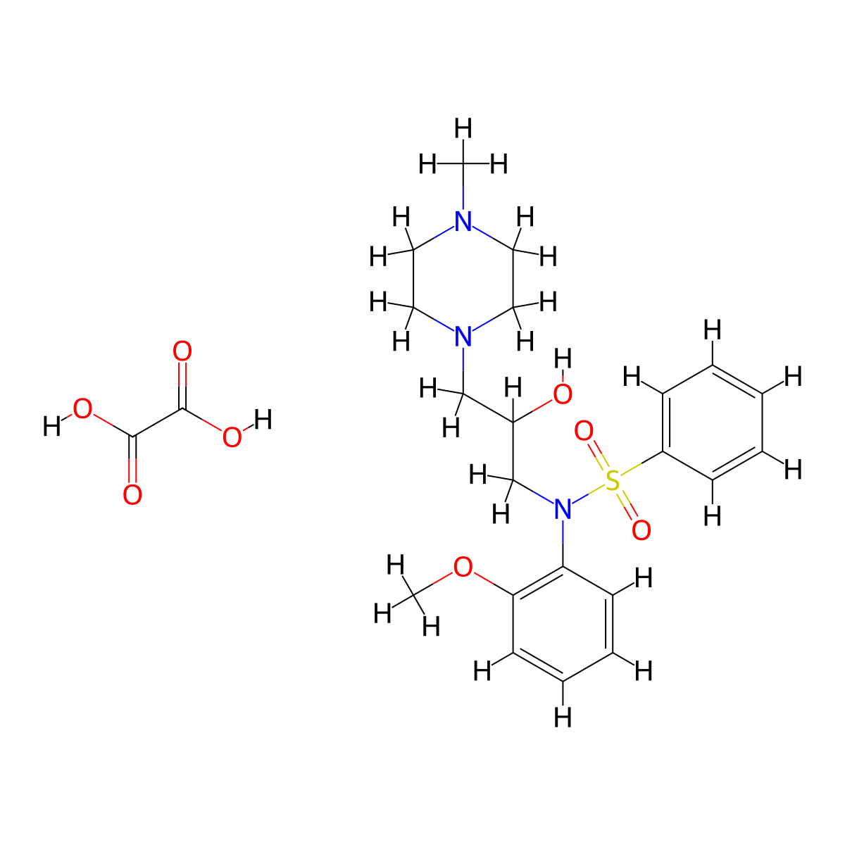 N-[2-Hydroxy-3-(4-methylpiperazin-1-YL)propyl]-N-(2-methoxyphenyl)benzenesulfonamide; oxalic acid molecular structure, CAS 1216875-73-8