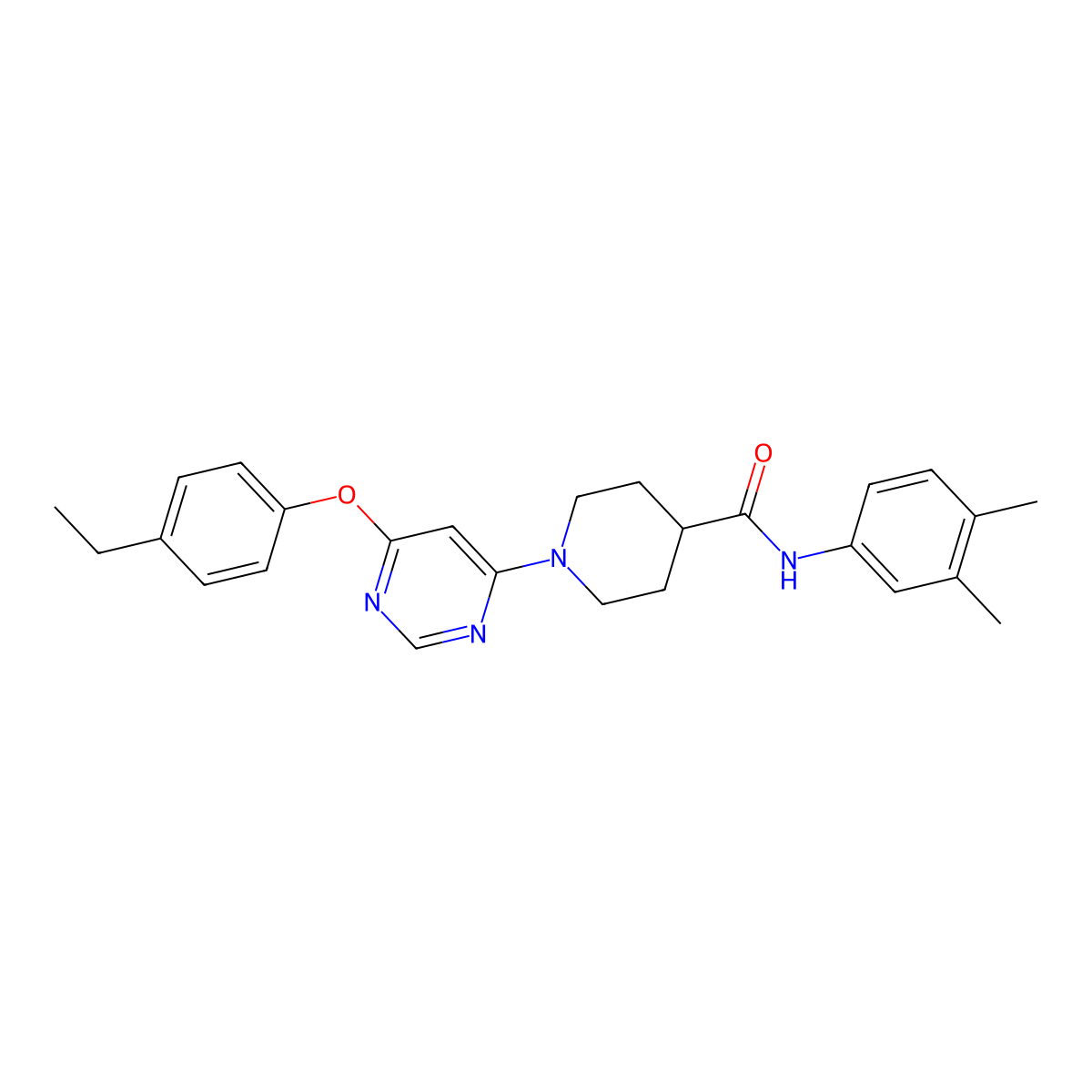 N-(3,4-dimethylphenyl)-1-[6-(4-ethylphenoxy)pyrimidin-4-yl]piperidine-4-carboxamide molecular structure, CAS 1216876-84-4