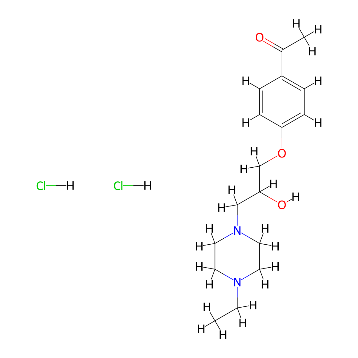 1-(4-(3-(4-Ethylpiperazin-1-yl)-2-hydroxypropoxy)phenyl)ethanone dihydrochloride molecular structure, CAS 1216878-48-6