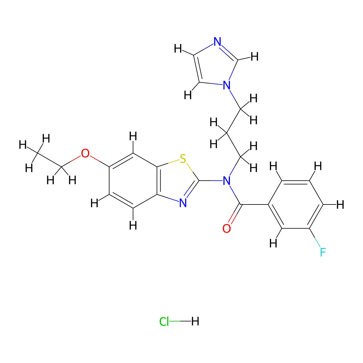 N-(3-(1H-imidazol-1-yl)propyl)-N-(6-ethoxybenzo[d]thiazol-2-yl)-3-fluorobenzamide hydrochloride molecular structure, CAS 1216878-80-6