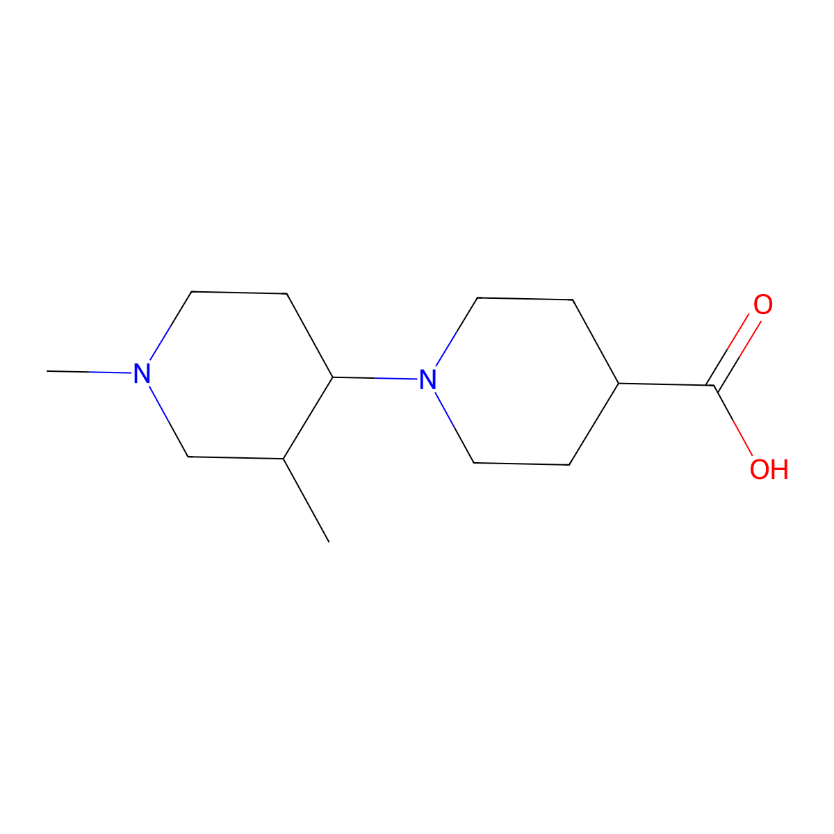 1',3'-Dimethyl-1,4'-bipiperidine-4-carboxylic acid molecular structure, CAS 1216878-89-5