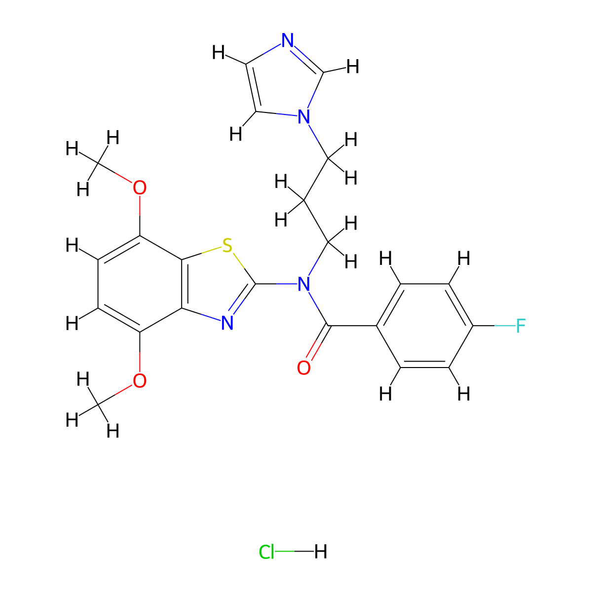 N-(3-(1H-imidazol-1-yl)propyl)-N-(4,7-dimethoxybenzo[d]thiazol-2-yl)-4-fluorobenzamide hydrochloride molecular structure, CAS 1216882-11-9