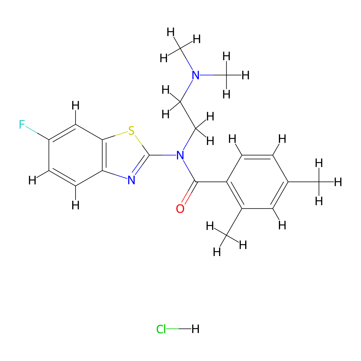 N-(2-(dimethylamino)ethyl)-N-(6-fluorobenzo[d]thiazol-2-yl)-2,4-dimethylbenzamide hydrochloride molecular structure, CAS 1216883-40-7