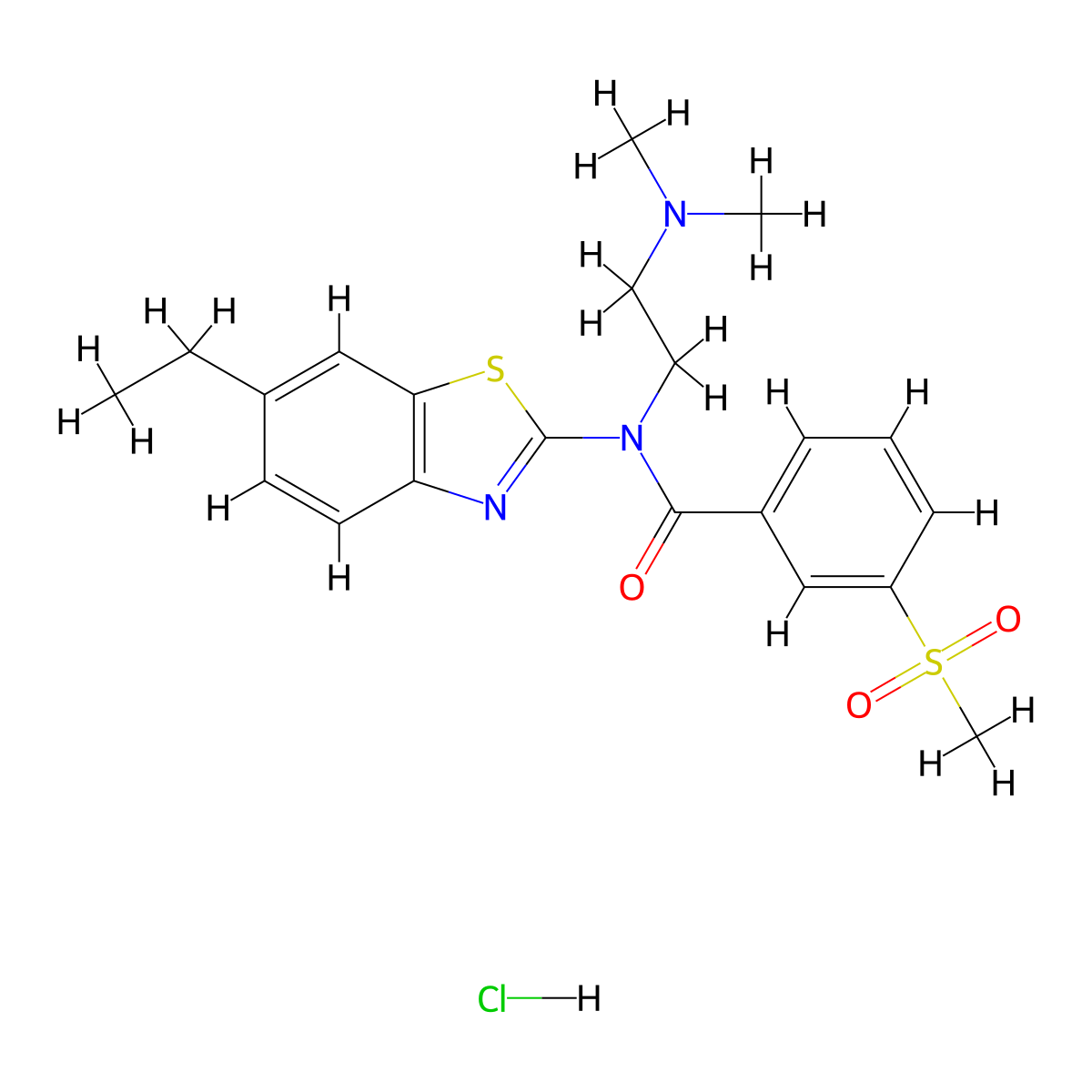 N-(2-(dimethylamino)ethyl)-N-(6-ethylbenzo[d]thiazol-2-yl)-3-(methylsulfonyl)benzamide hydrochloride molecular structure, CAS 1216883-68-9