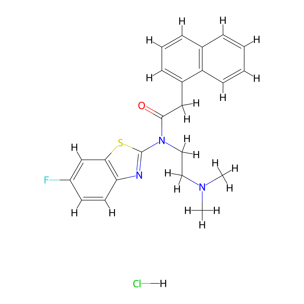 N-(2-(dimethylamino)ethyl)-N-(6-fluorobenzo[d]thiazol-2-yl)-2-(naphthalen-1-yl)acetamide hydrochloride molecular structure, CAS 1216884-07-9