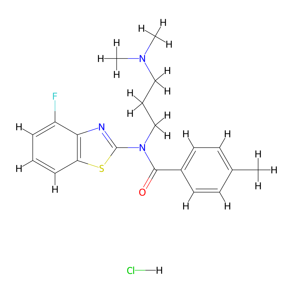 N-(3-(dimethylamino)propyl)-N-(4-fluorobenzo[d]thiazol-2-yl)-4-methylbenzamide hydrochloride molecular structure, CAS 1216884-16-0