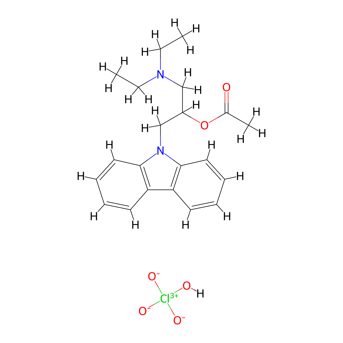 1-(9H-carbazol-9-yl)-3-(diethylamino)propan-2-yl acetate perchlorate molecular structure, CAS 1216890-41-3