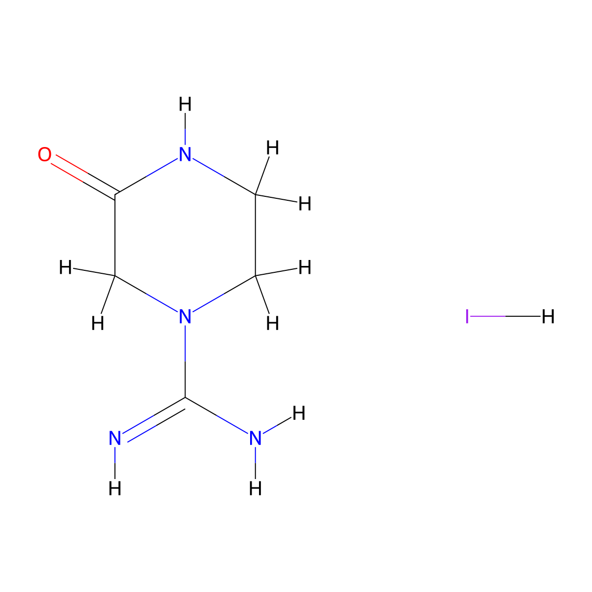 3-Oxopiperazine-1-carboximidamide hydroiodide molecular structure, CAS 1216890-90-2