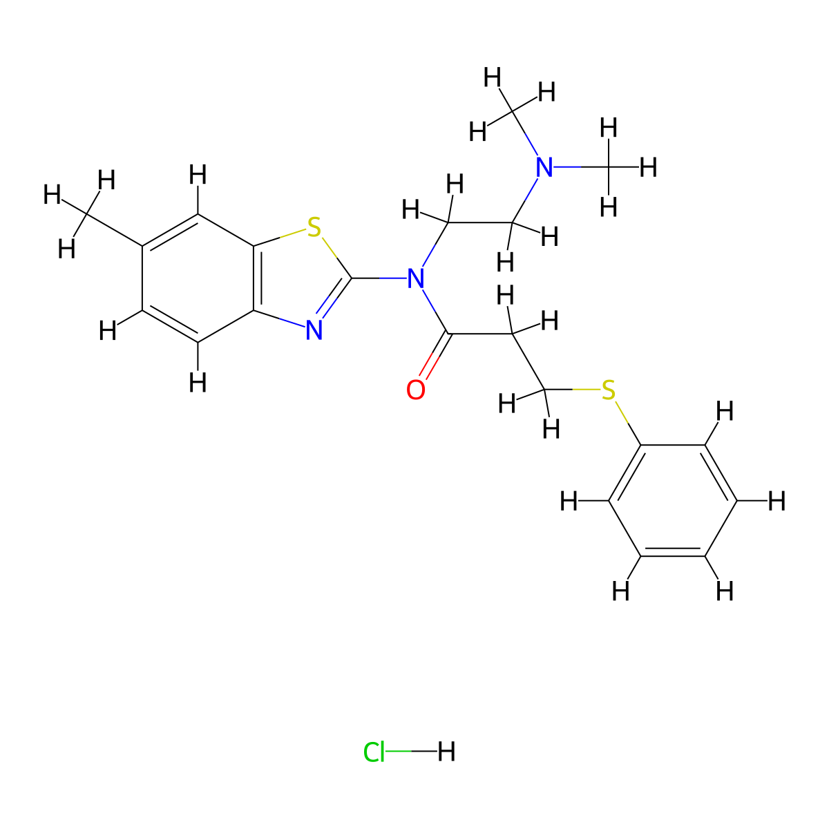 N-(2-(dimethylamino)ethyl)-N-(6-methylbenzo[d]thiazol-2-yl)-3-(phenylthio)propanamide hydrochloride molecular structure, CAS 1216894-58-4