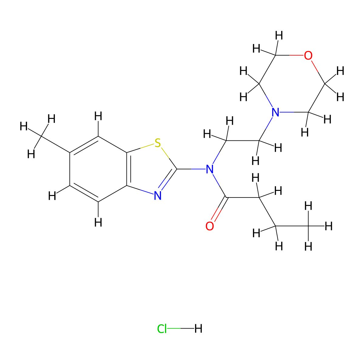 N-(6-methylbenzo[d]thiazol-2-yl)-N-(2-morpholinoethyl)butyramide hydrochloride molecular structure, CAS 1216895-47-4
