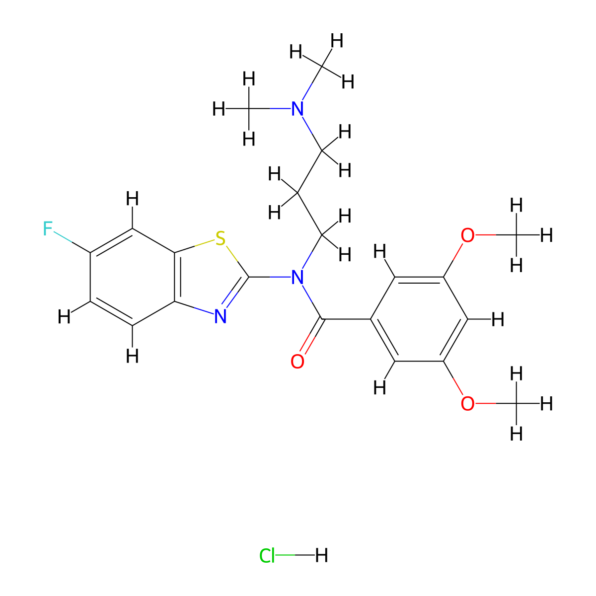 N-(3-(dimethylamino)propyl)-N-(6-fluorobenzo[d]thiazol-2-yl)-3,5-dimethoxybenzamide hydrochloride molecular structure, CAS 1216897-11-8