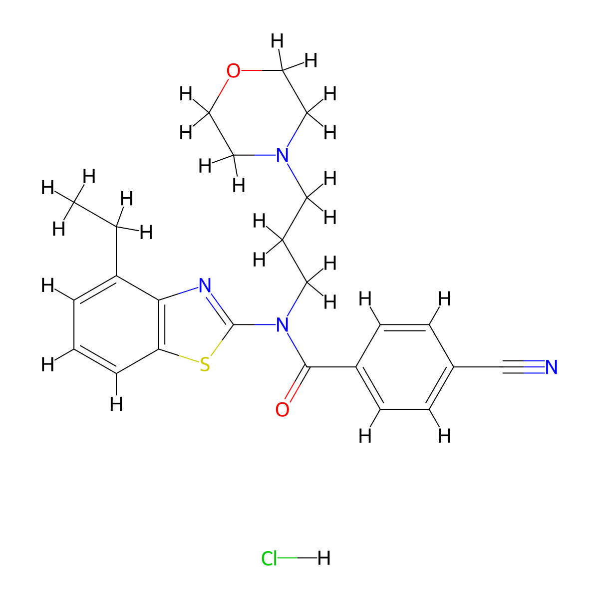 4-cyano-N-(4-ethylbenzo[d]thiazol-2-yl)-N-(3-morpholinopropyl)benzamide hydrochloride molecular structure, CAS 1216899-62-5