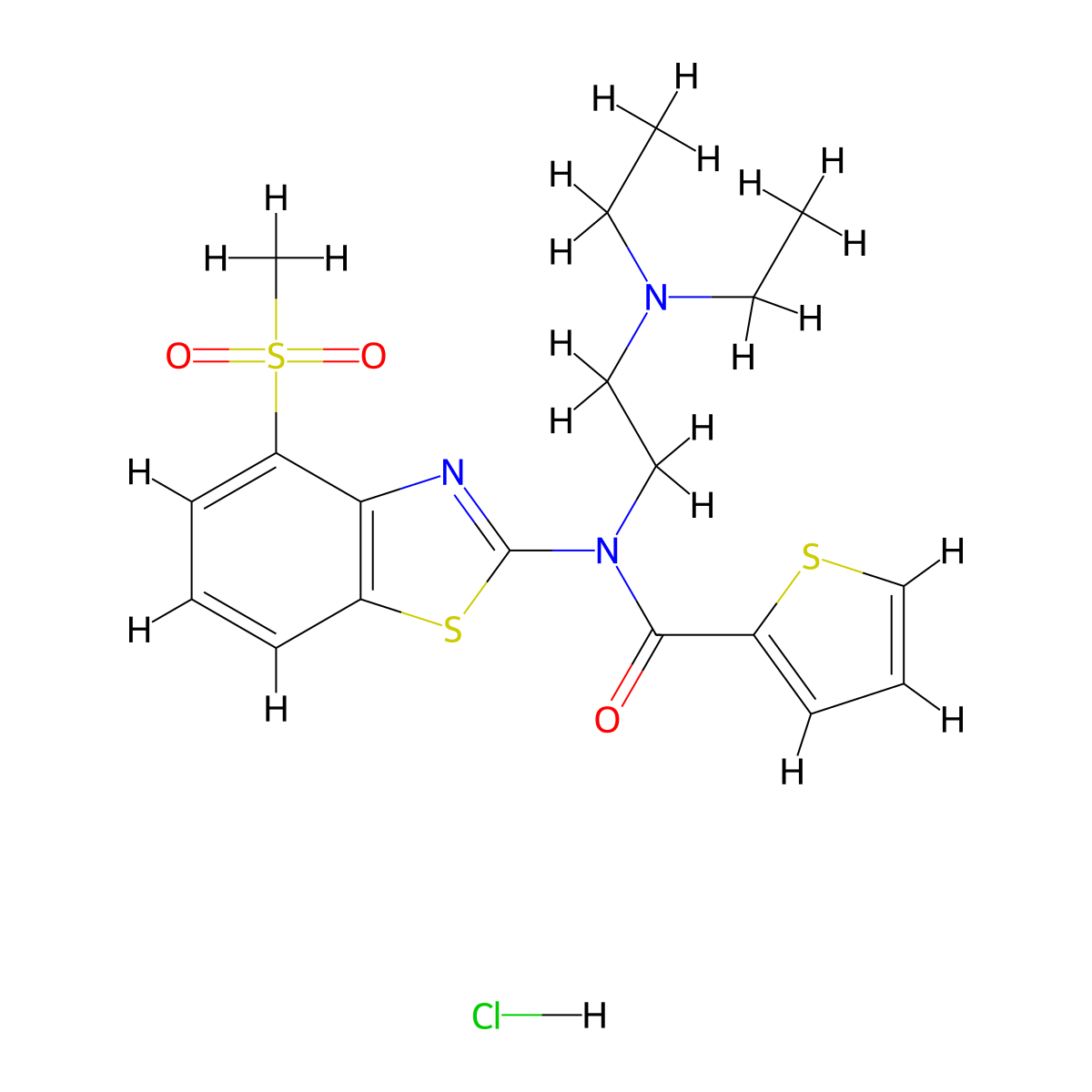 N-(2-(diethylamino)ethyl)-N-(4-(methylsulfonyl)benzo[d]thiazol-2-yl)thiophene-2-carboxamide hydrochloride molecular structure, CAS 1216901-42-6